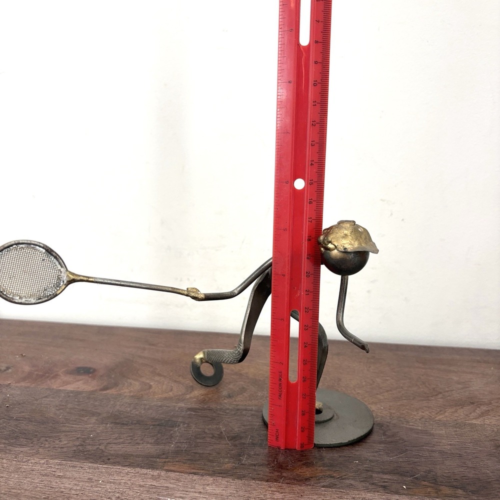 Vintage Metal Tennis‎ Player Sculpture Industrial MCM Brutalist Decor Figure - Picture 7 of 12